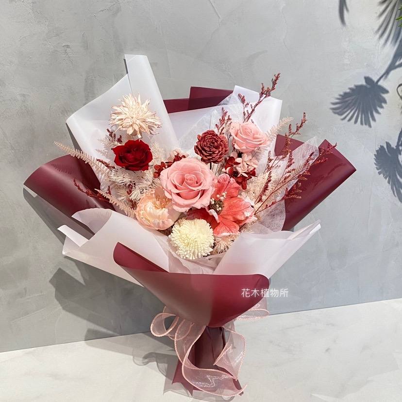 永生花花束-紅粉-實拍圖片