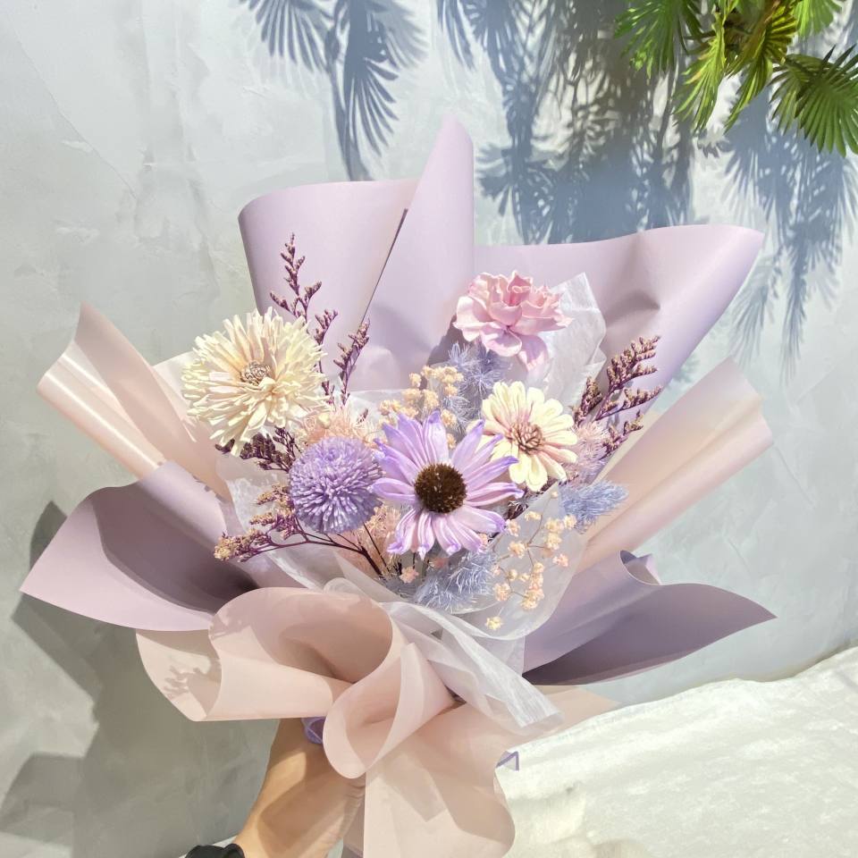 乾燥花花束-浪漫紫色系-實拍圖片