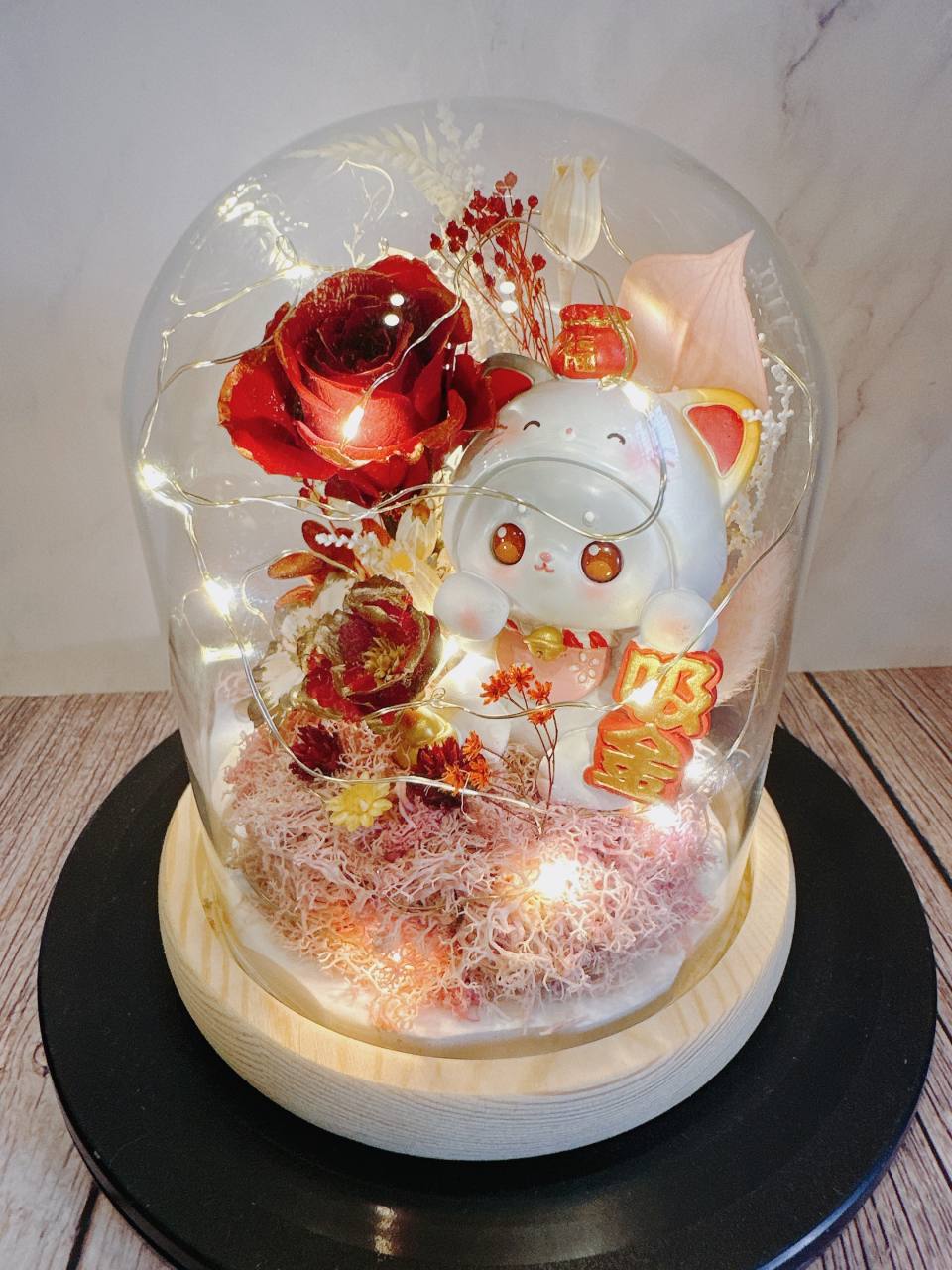 招財貓風水好運開幕永生花禮過年花禮-實拍圖片