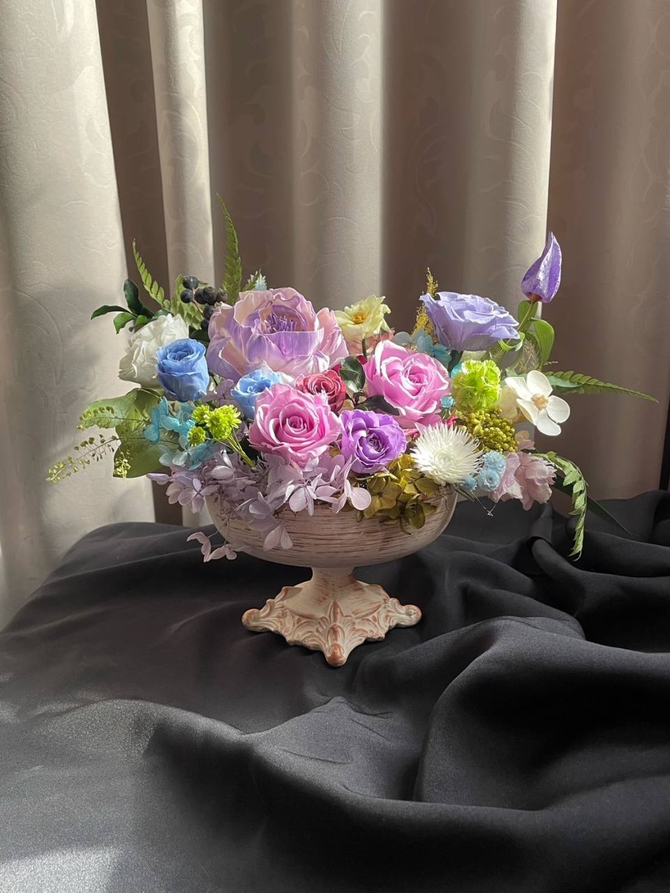 古典歐系藍紫色桌花/開幕花禮/升遷花禮/永生花禮