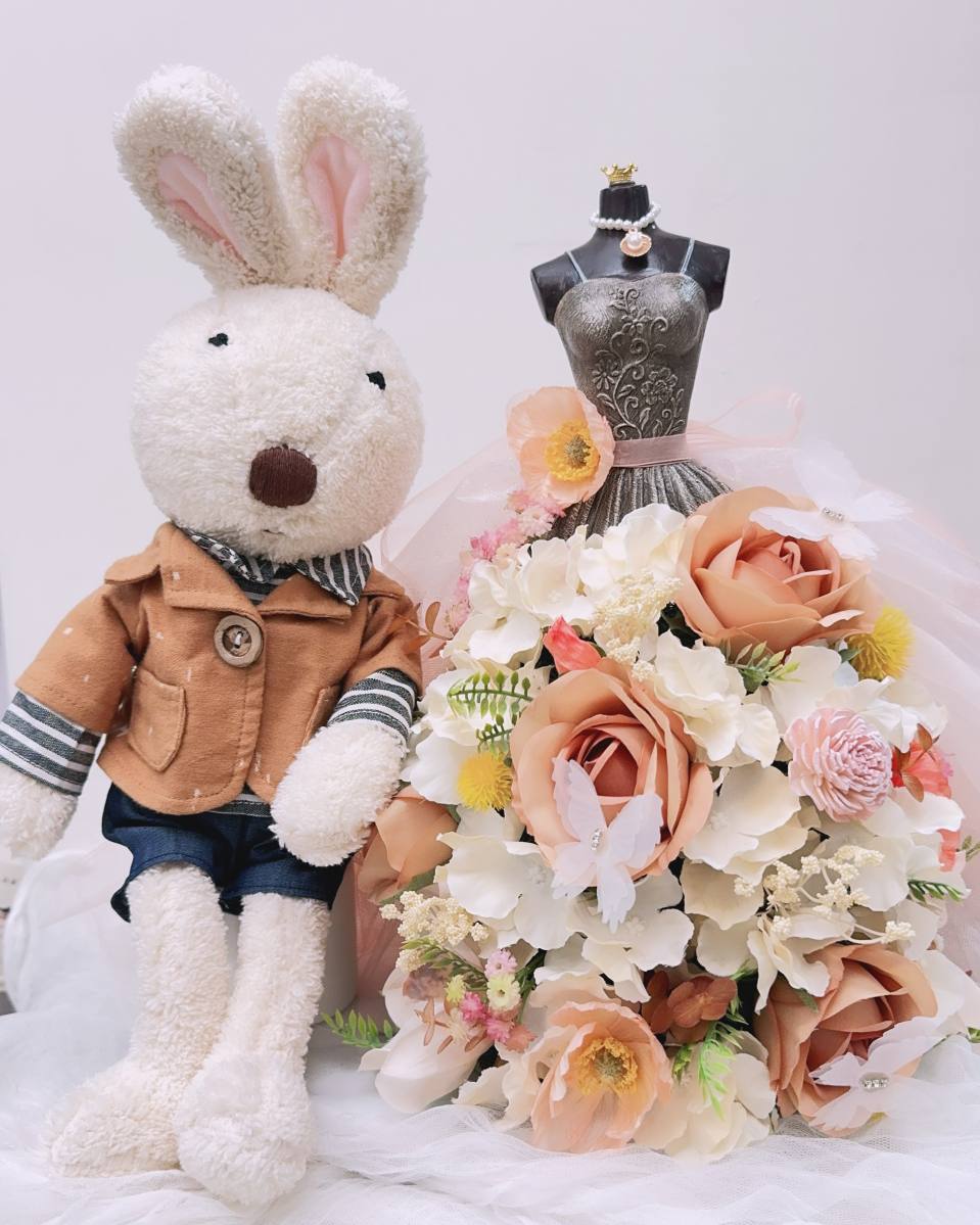 擬真花粉橘婚紗-實拍圖片