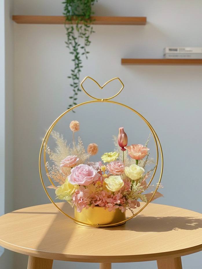 粉色圓舞曲永生桌花/開幕花禮/升遷花禮/祝賀花禮-實拍圖片