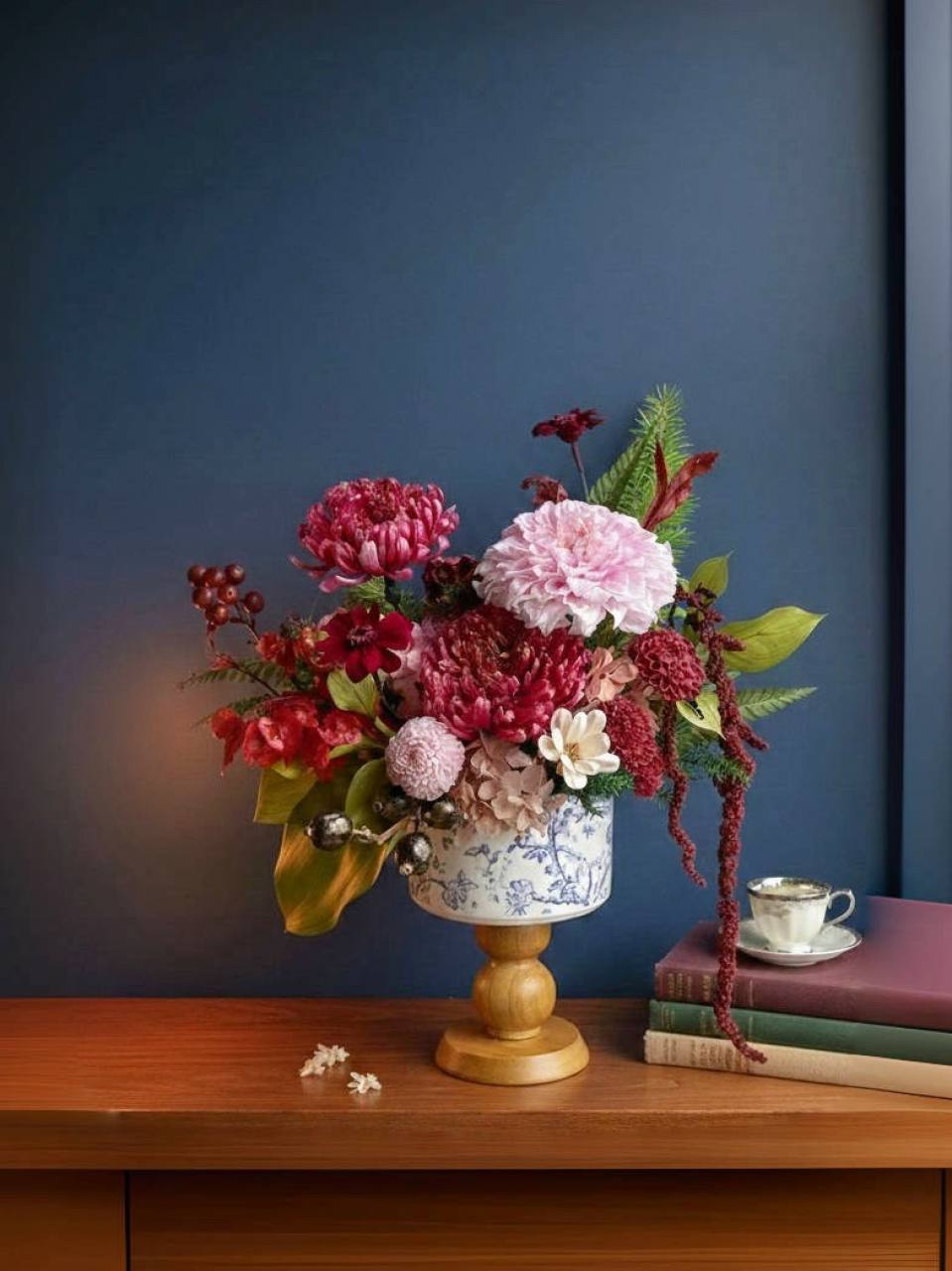 青花瓷大理花桌花/開幕花禮/升遷花禮/祝賀花禮-實拍圖片