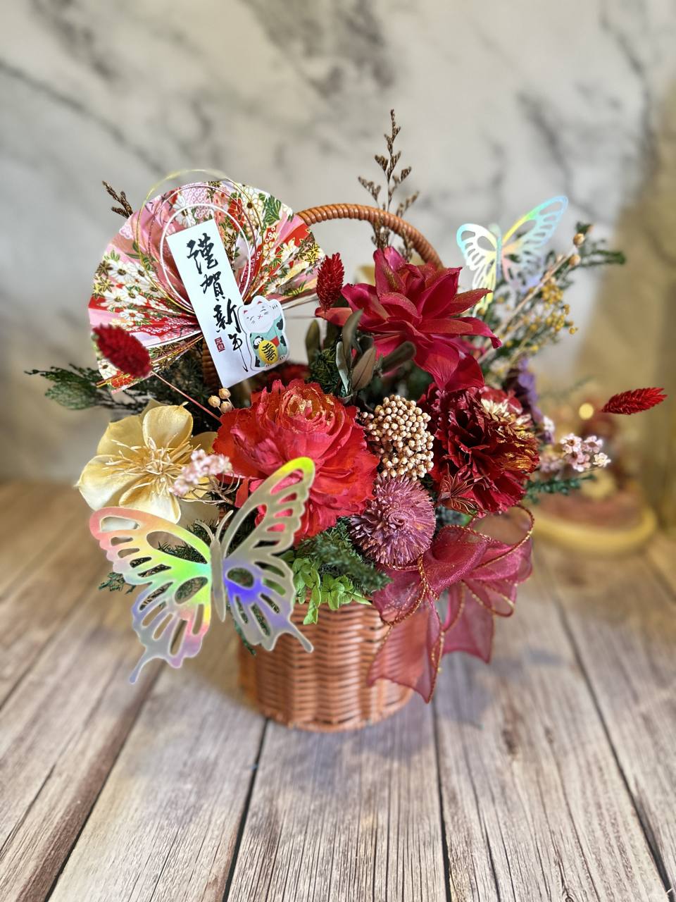 招財福蝶．新年盛宴 新春幸福花籃-實拍圖片