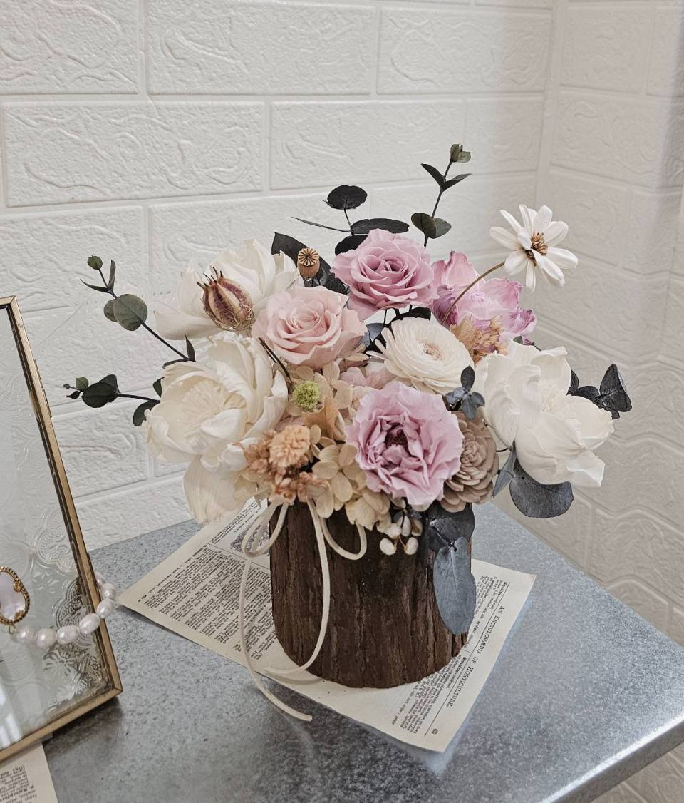 永生花桌花 新居賀禮 升遷 開幕花禮 桌花 居家 新年 婚禮 入厝花禮-實拍圖片