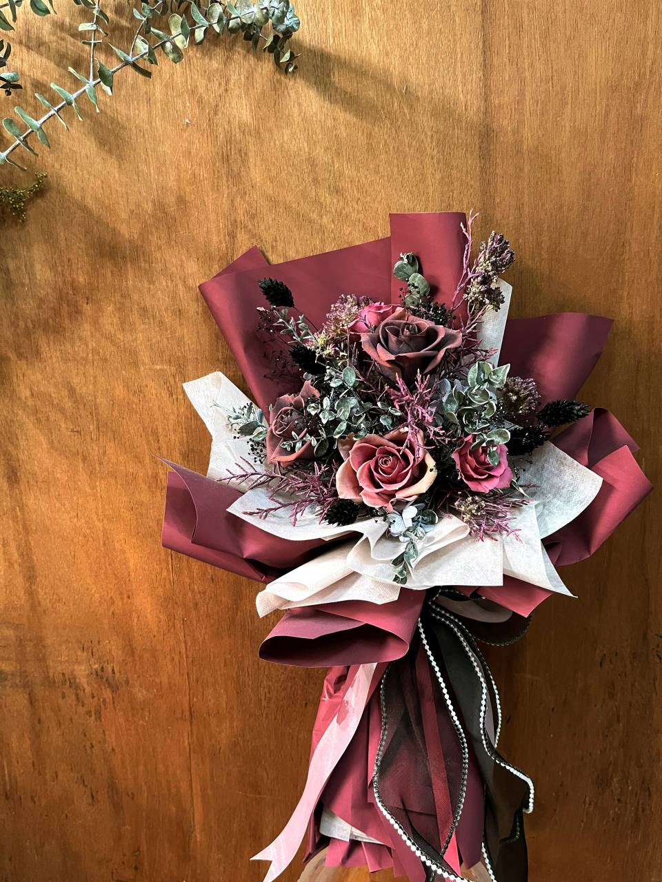 Vanessa● 暗系酒紅花束-實拍圖片