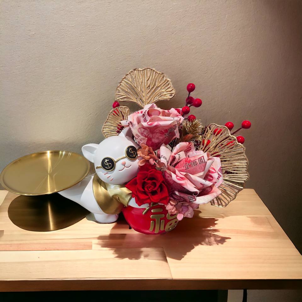 鈔票招財貓-實拍圖片