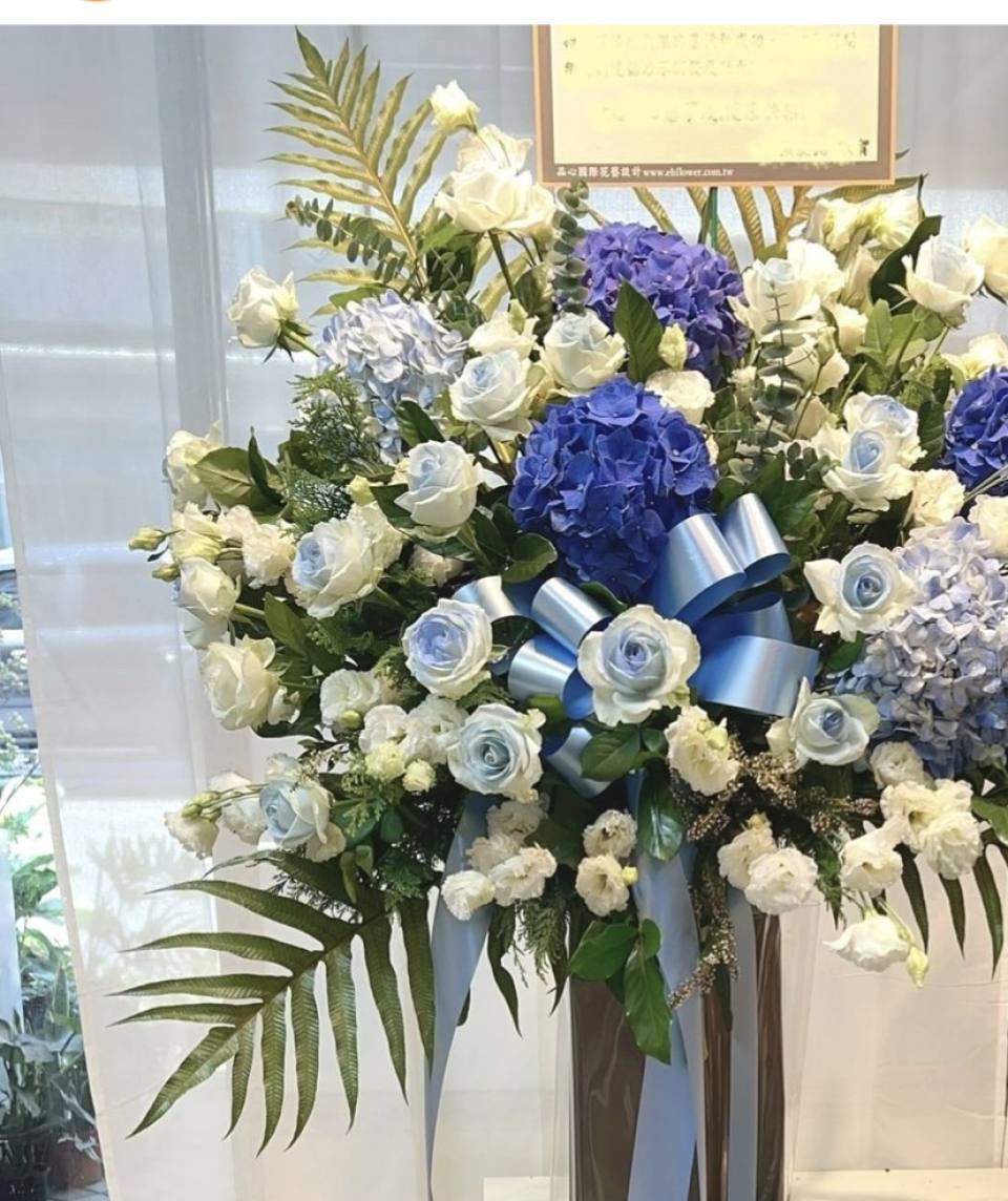 藍色海洋高架花籃-實拍圖片