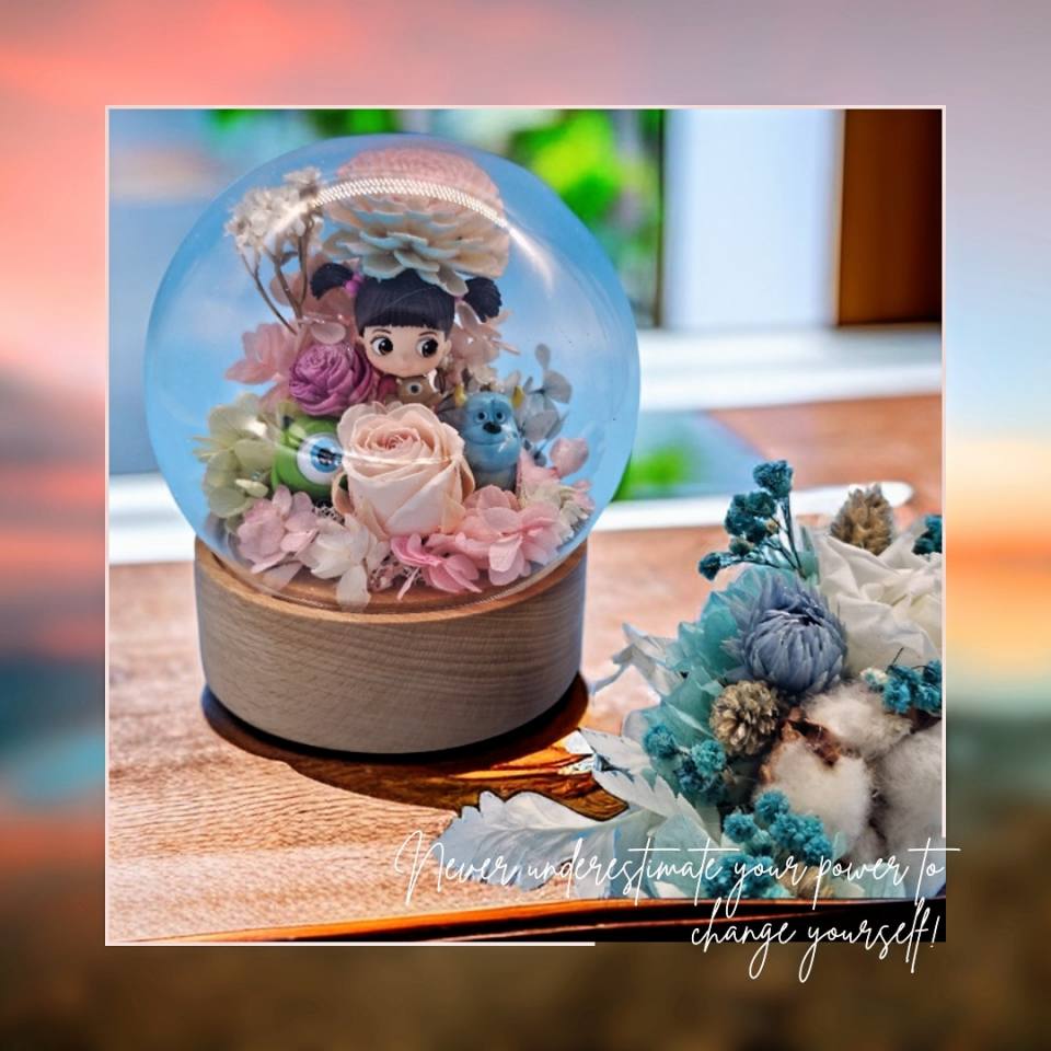 玻璃盅花藝作品-實拍圖片