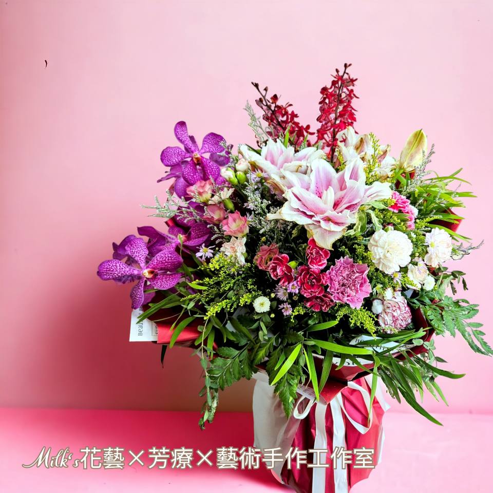 玫瑰百合母親節花束 預購-實拍圖片