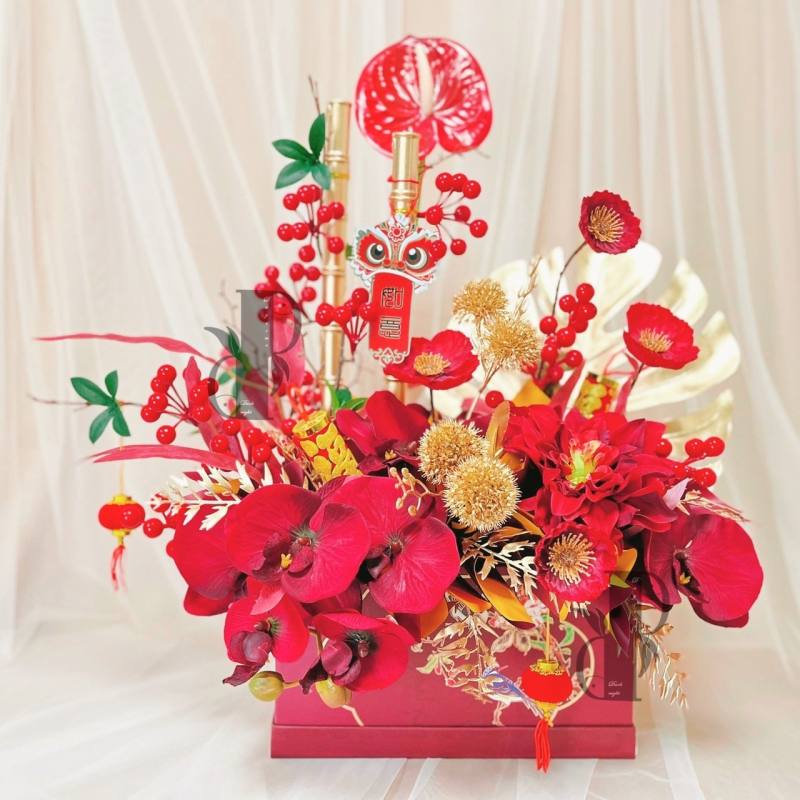 鳥語花香長形盆花-實拍圖片