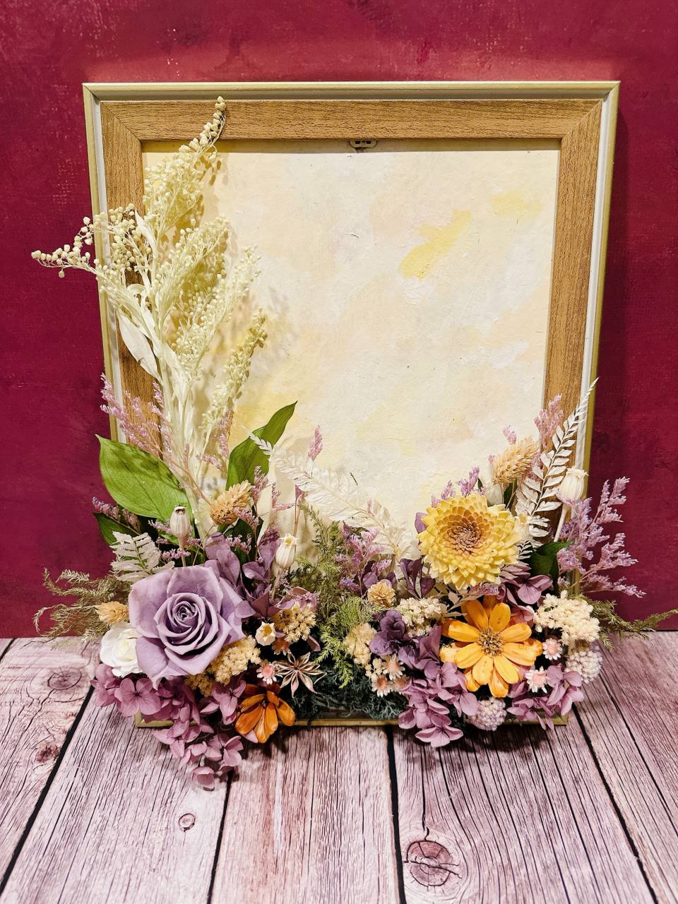 手工染色畫版永生花A4相框-實拍圖片