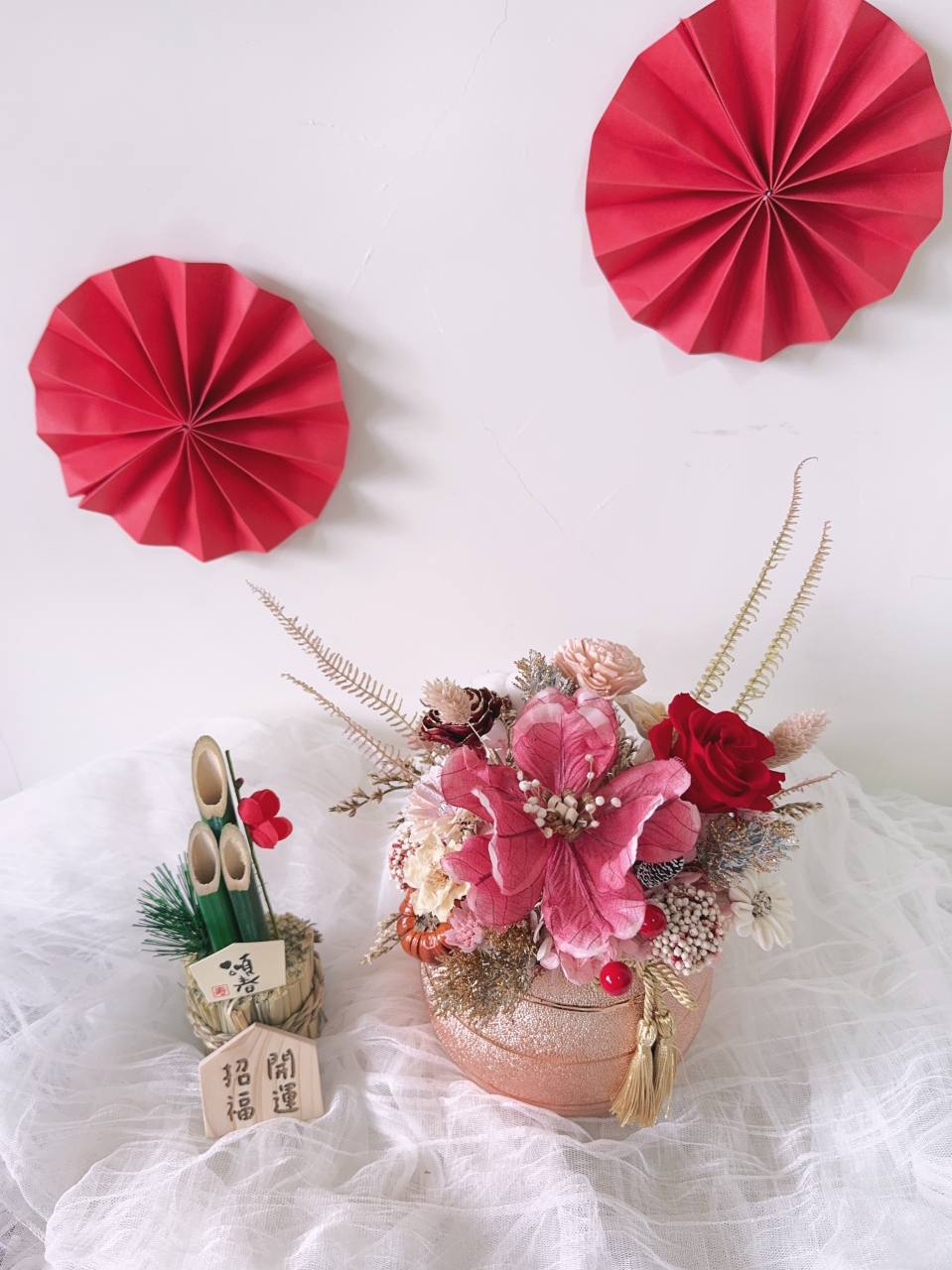 喜洋洋玫瑰金圓滾滾盆花-實拍圖片