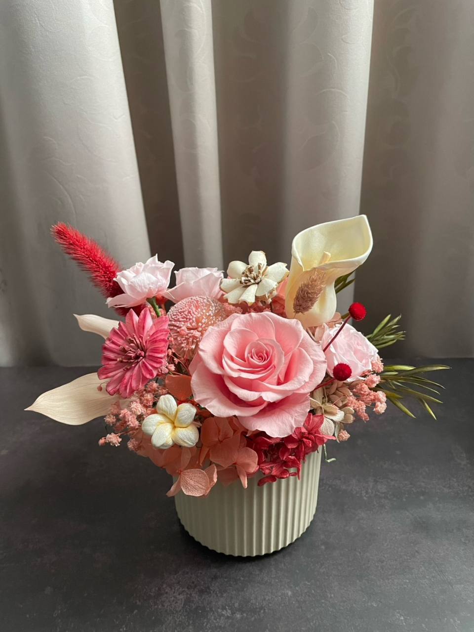 【永生桌花】粉色永生小花禮/開幕花禮/升遷花禮/祝賀花禮-實拍圖片