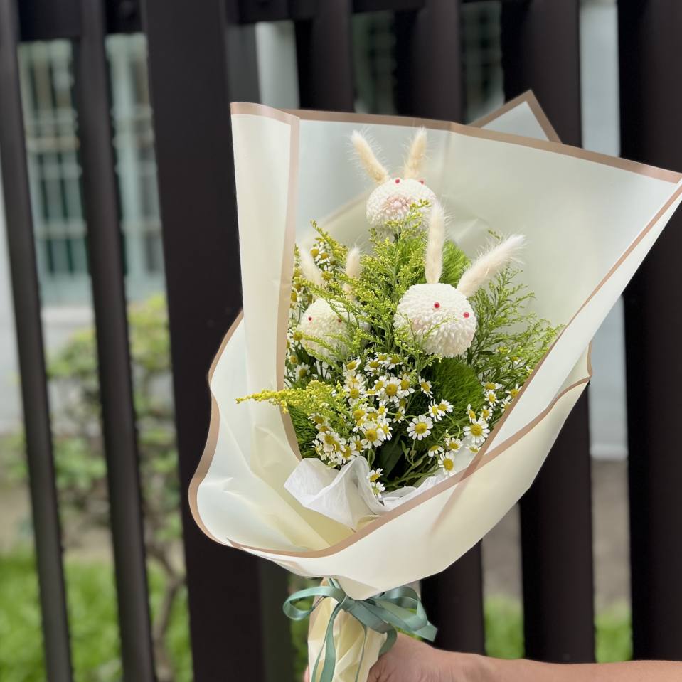 七夕情人節兔兔ㄏㄨ束-實拍圖片