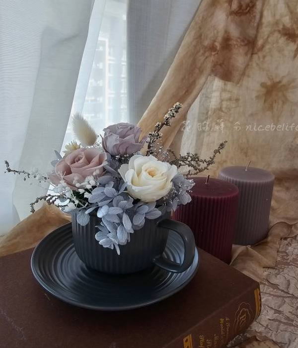 咖啡杯小盆花~上下班前都需要一杯屬於自己獨特的美麗-實拍圖片