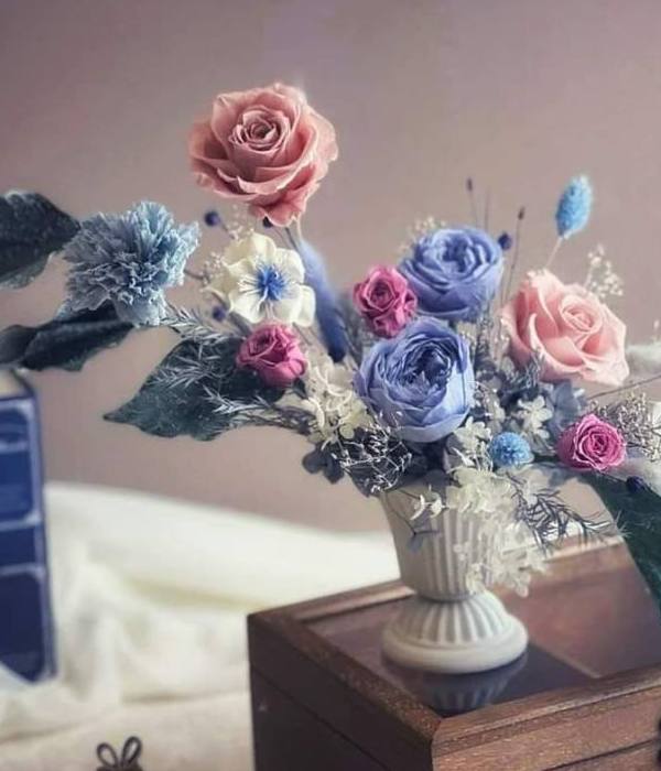 古典水平式桌花設計-實拍圖片