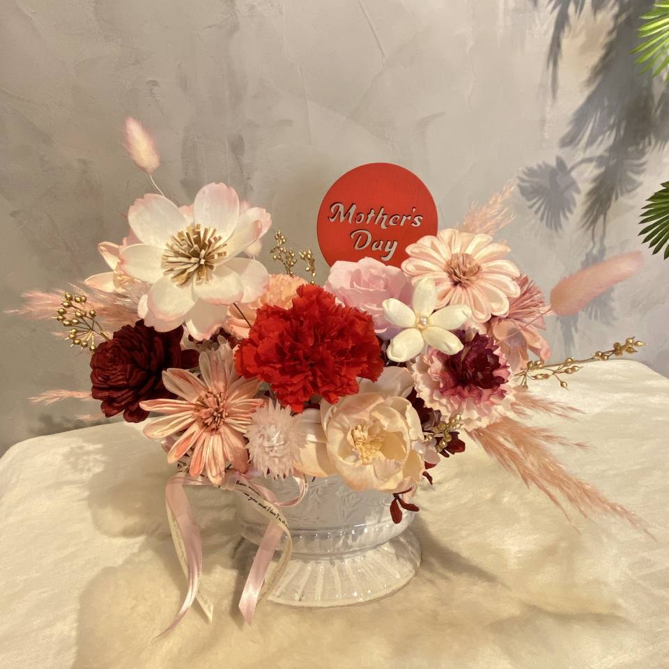 母親節永生花-clay花器(大)-實拍圖片