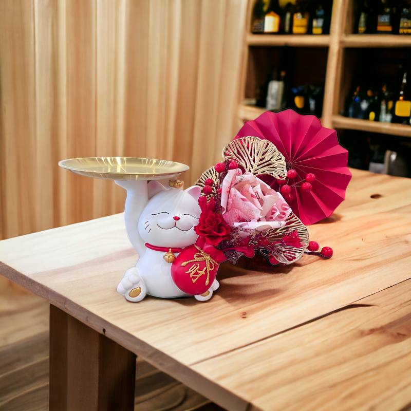 招財貓新年盆花（售價含真鈔600元）-實拍圖片