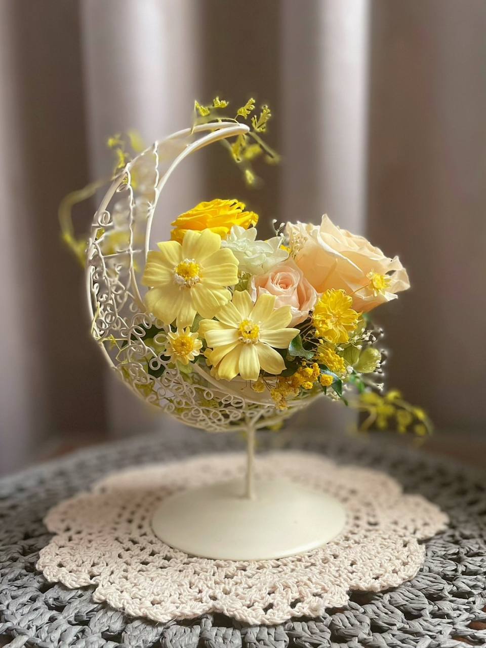 月型永生玫瑰桌花/開幕花禮/升遷桌花/祝賀花禮-實拍圖片