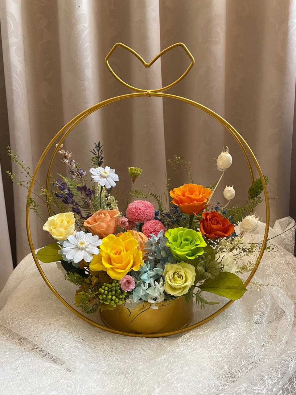 多巴胺色系永生桌花/開幕花禮/升遷花禮/祝賀花禮-實拍圖片