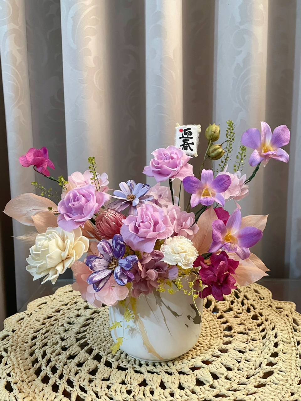 石斛蘭永生桌花/開幕花禮/升遷花禮/祝賀花禮/喬遷花禮-實拍圖片