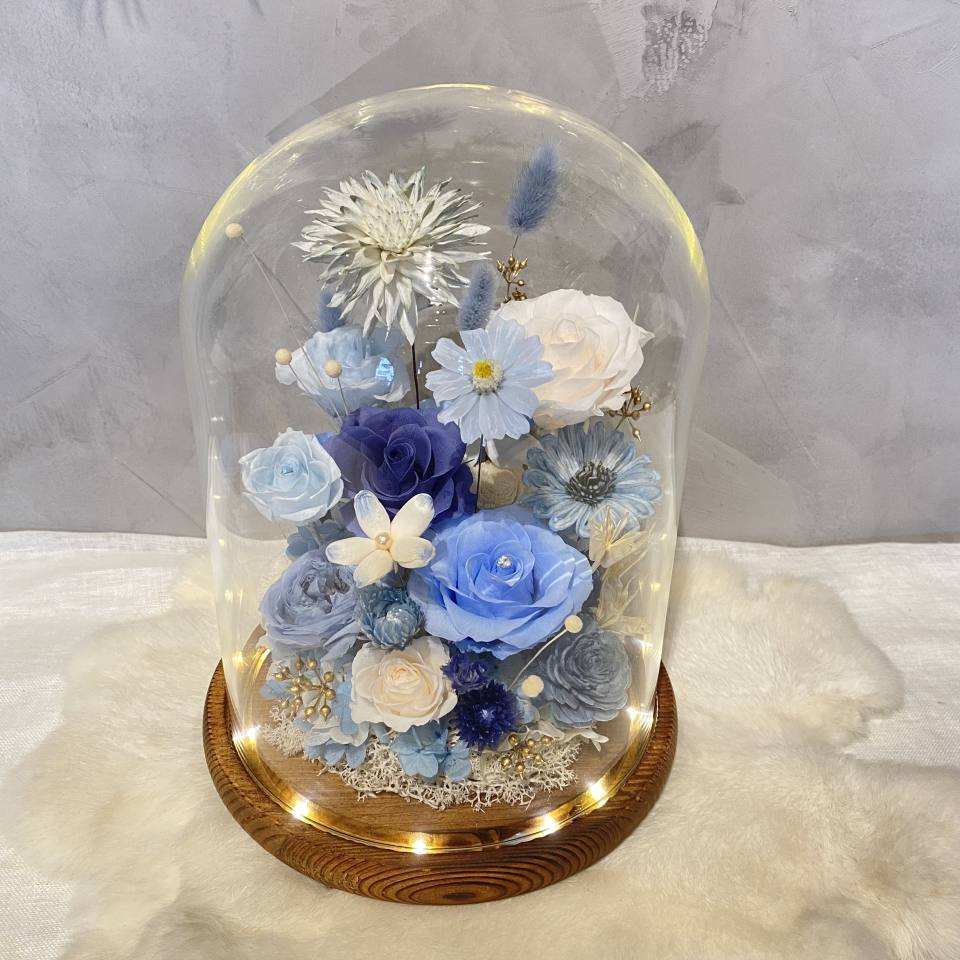 靜藍星語 不凋花 永生花 開幕 新居 七夕 可客製色系-實拍圖片