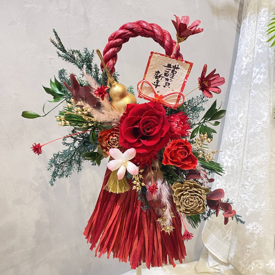 紅粉納福 葫蘆迎春 新春注連繩-實拍圖片