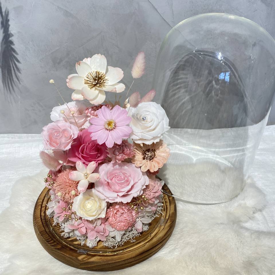 粉色綺想 不凋花 永生花 送禮 可客製色系-實拍圖片