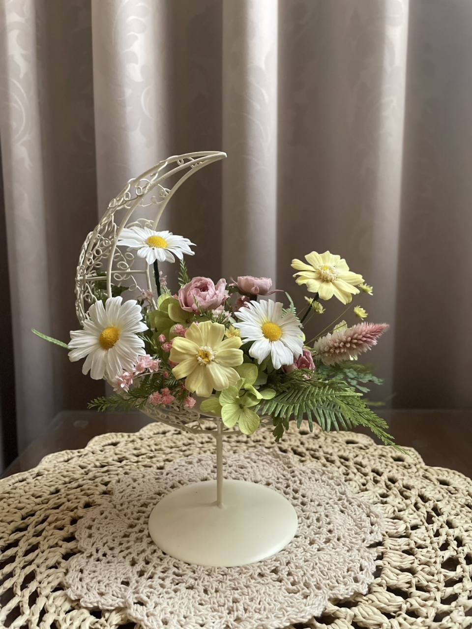 【永生花禮】月型永生瑪格莉特桌花/開幕花禮/升遷桌花/祝賀花禮