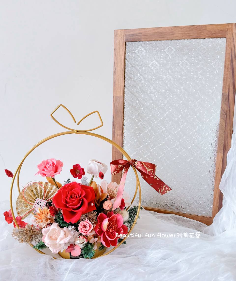 金閃閃過年氛圍喜氣洋洋花籃-實拍圖片