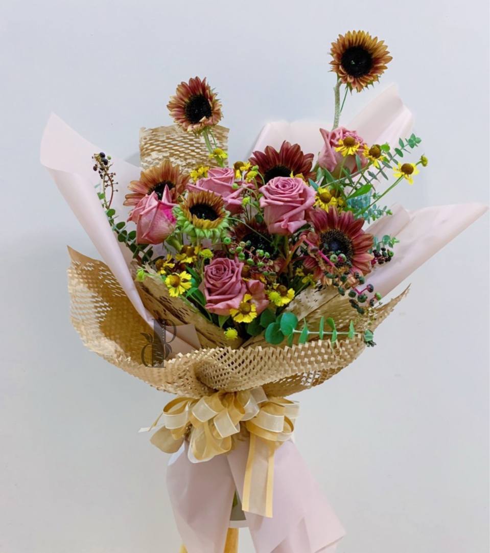 古典色系花束-實拍圖片