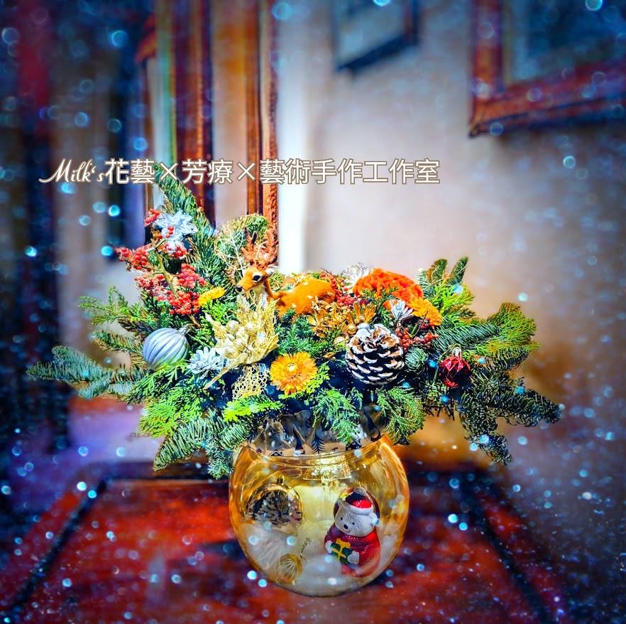 諾貝松聖誕水晶球桌花-實拍圖片
