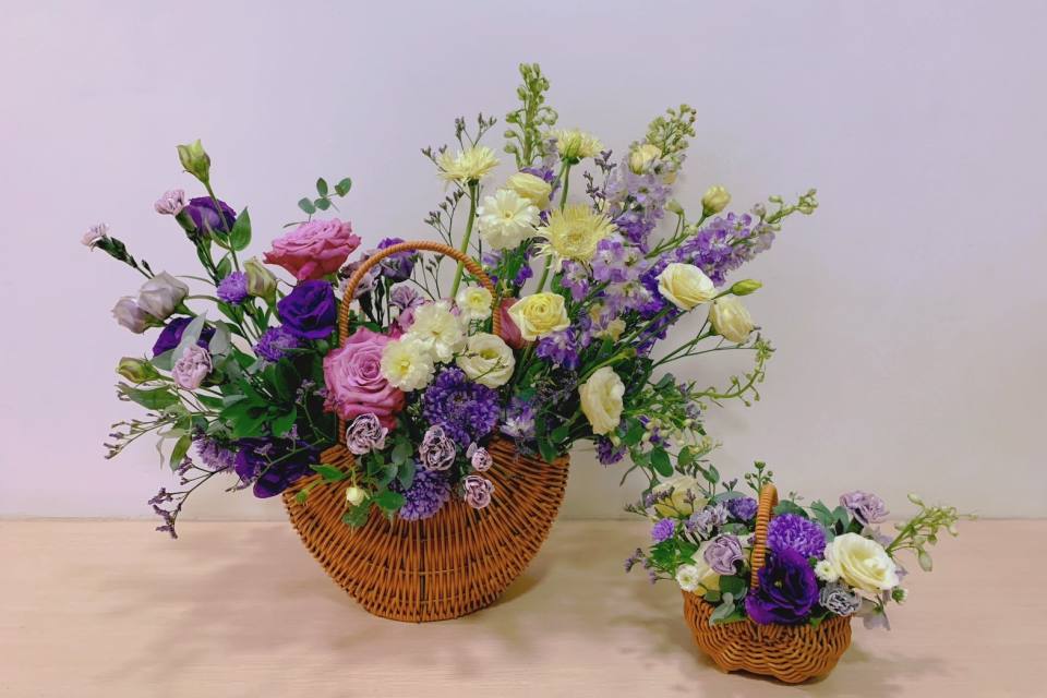 提籃(紫白色系，大小兩款)-實拍圖片