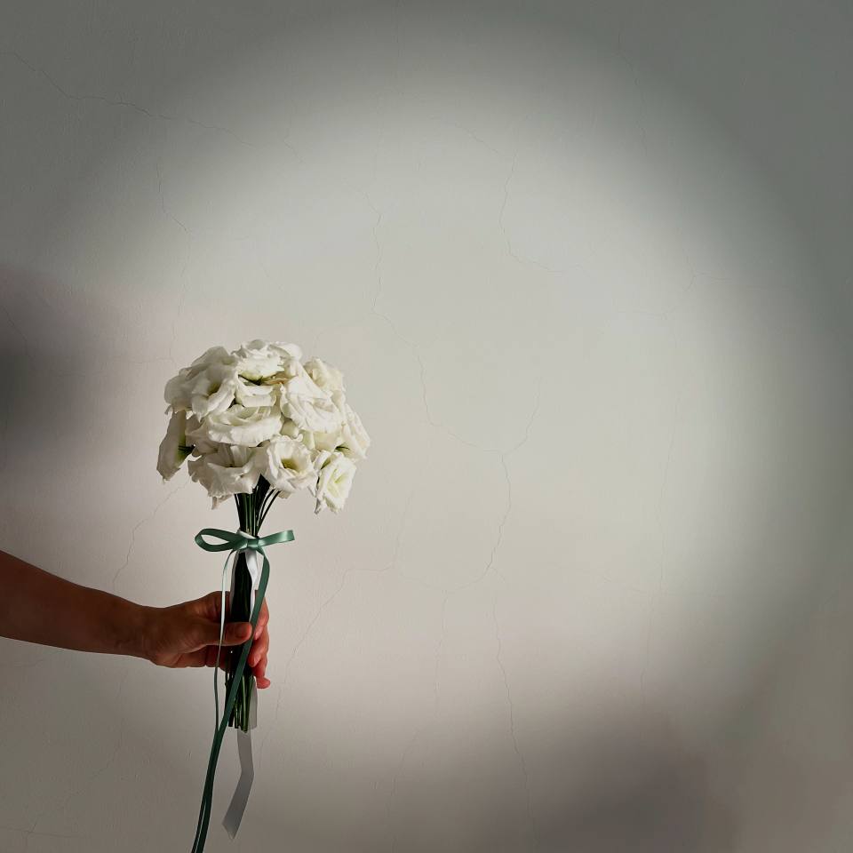 白色洋桔梗登記捧花-實拍圖片