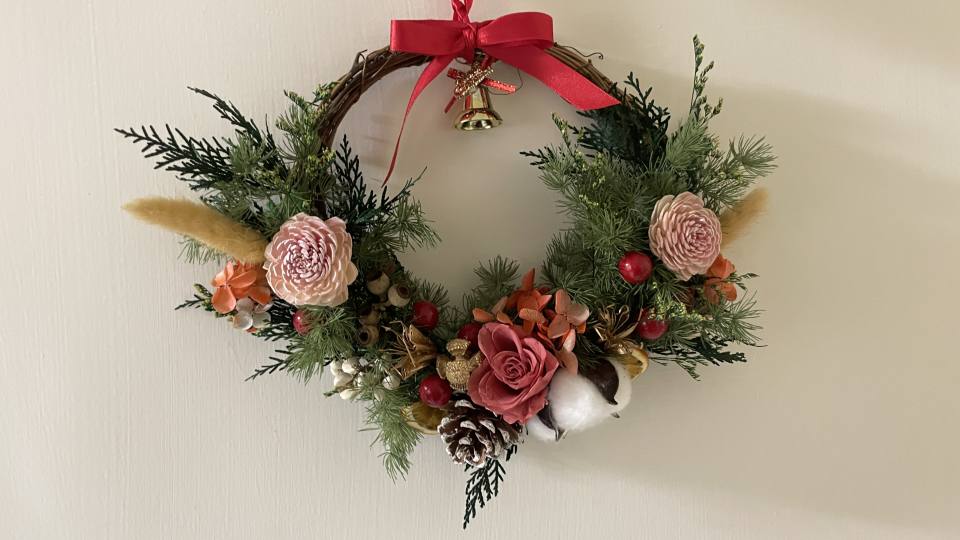 永生花聖誕花圈-實拍圖片