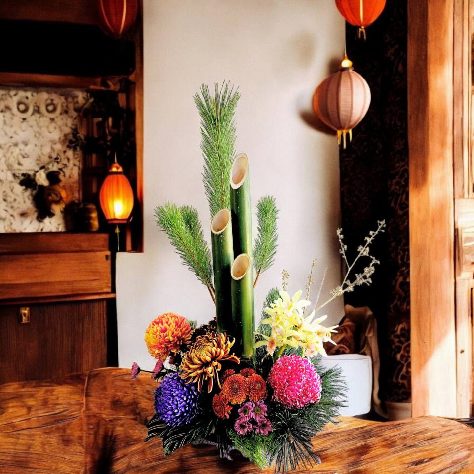 春節花藝B 日式竹報平安-實拍圖片