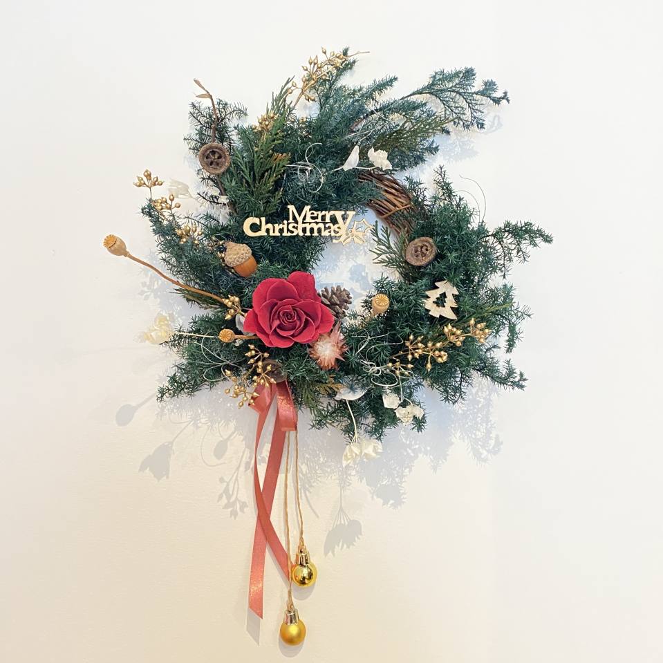 聖誕花圈-中-實拍圖片