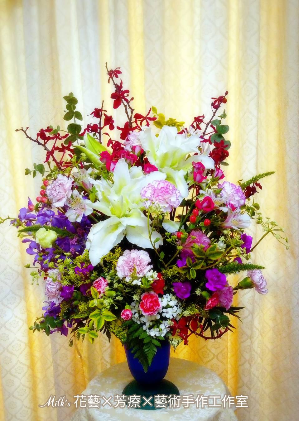 百合玄關桌花客製-實拍圖片