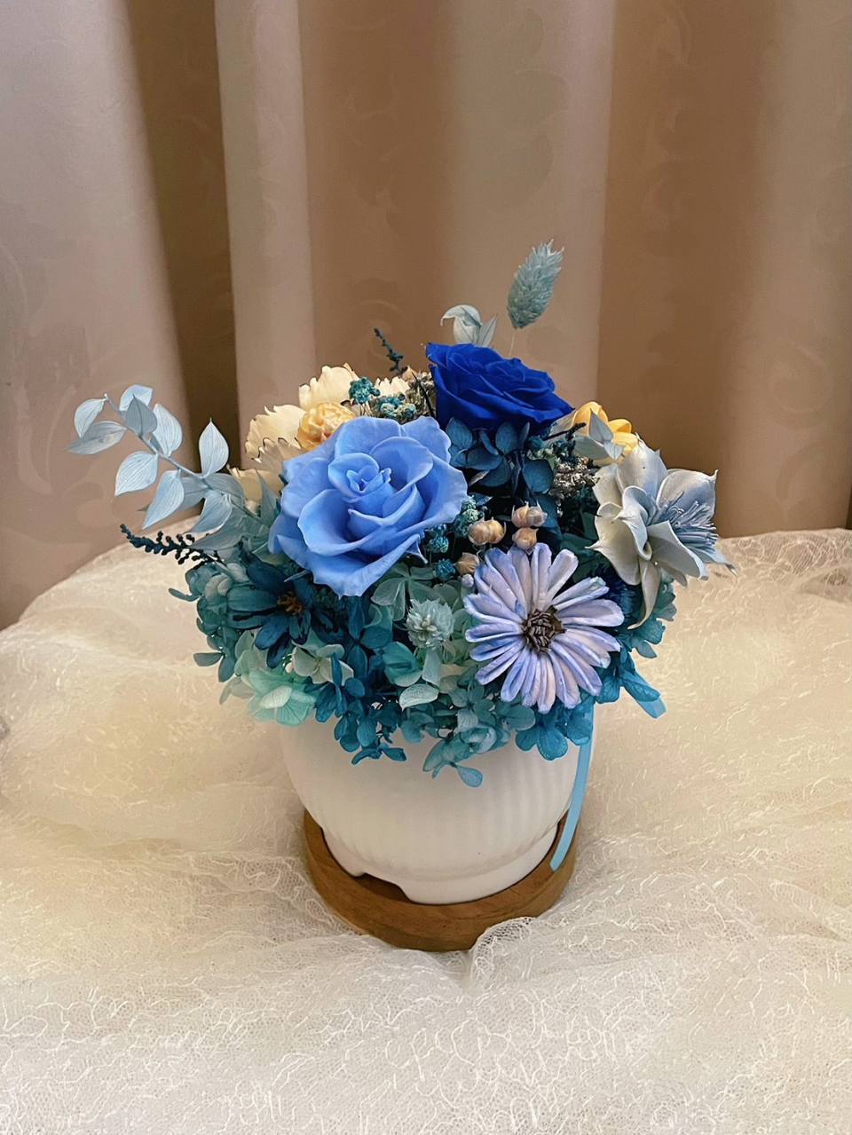 【永生花禮】海洋藍永生小花禮/開幕花禮/升遷花禮/祝賀花禮-實拍圖片