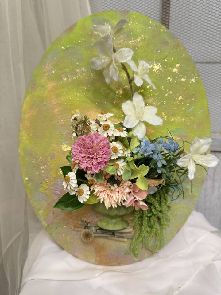 壓克力金箔畫框花藝(裝置藝術作品)-實拍圖片