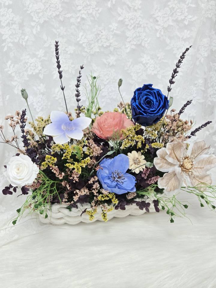 南法普羅旺斯藤編永生盆花-實拍圖片